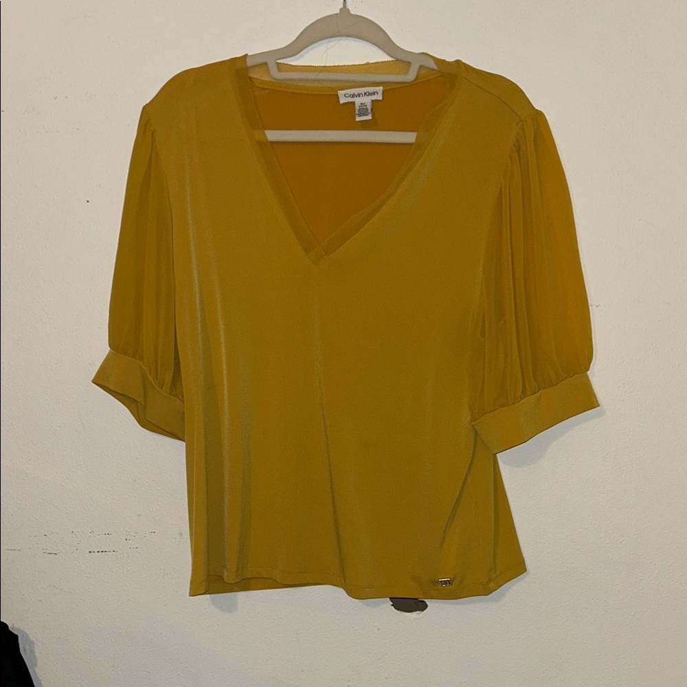 Calvin Klein Women's Golden V-Neck Blouse